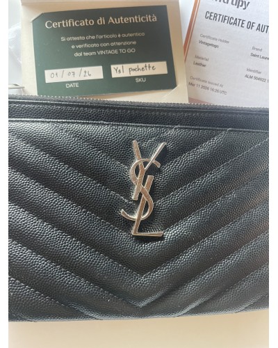 Ysl Pochette caviar nera